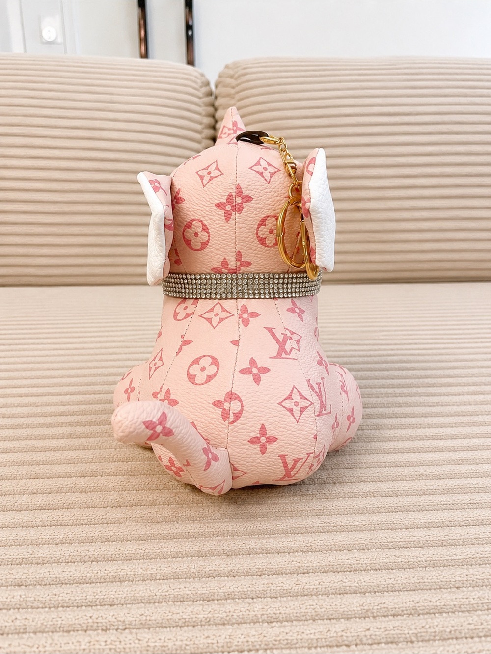 Pink Monogram Elephant Charm with Crystal Collar - Picture 3 of 6